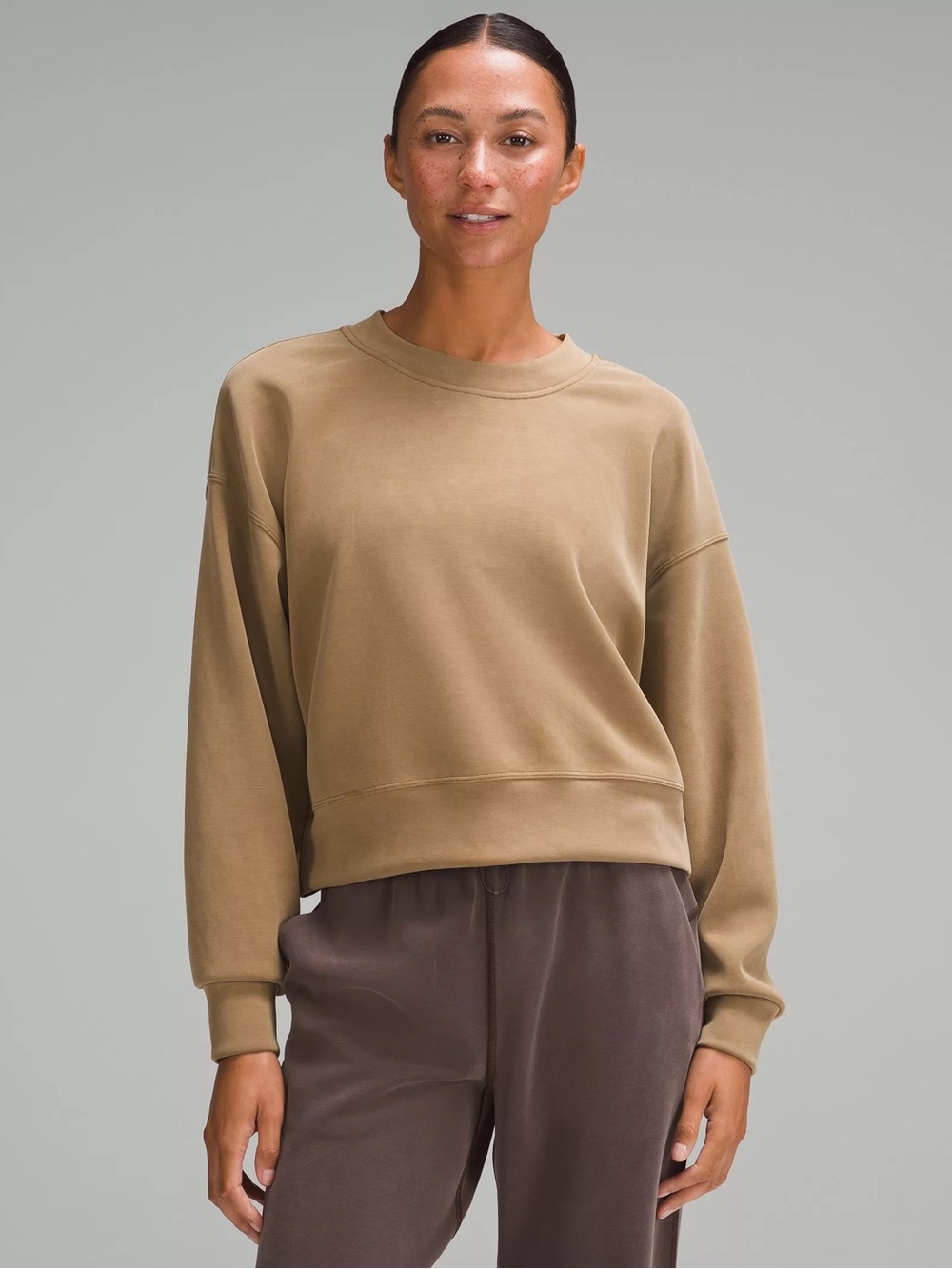 Lululemon Softstreme Perfectly Oversized Cropped Crew in Allspice